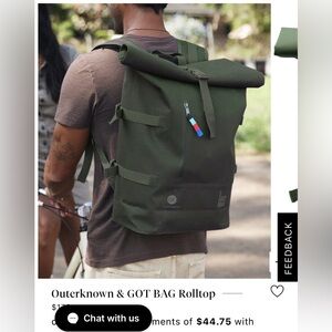 brand new outerknown GOT bag roll top! color green